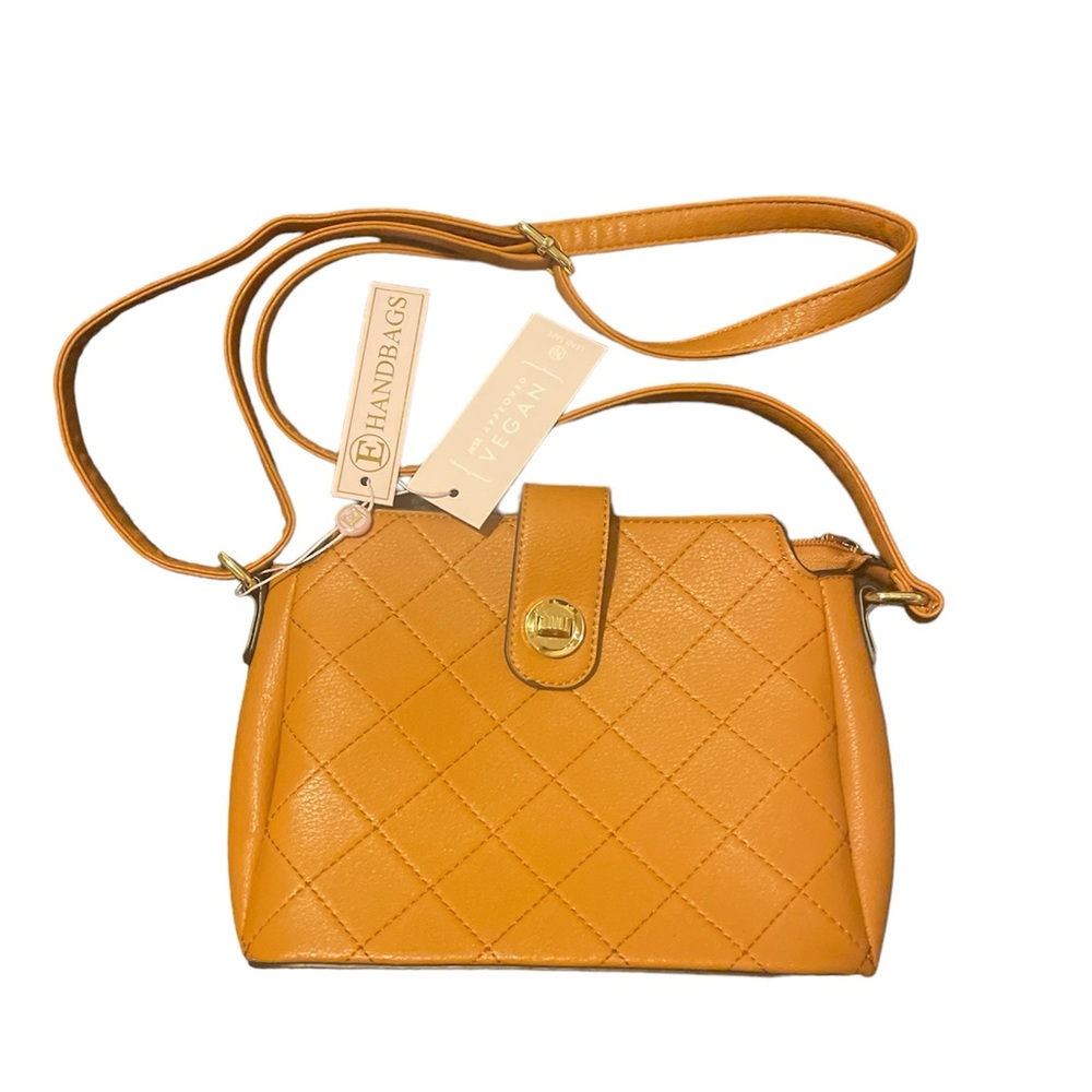 E Handbag brown/mustard Vegan NWT
